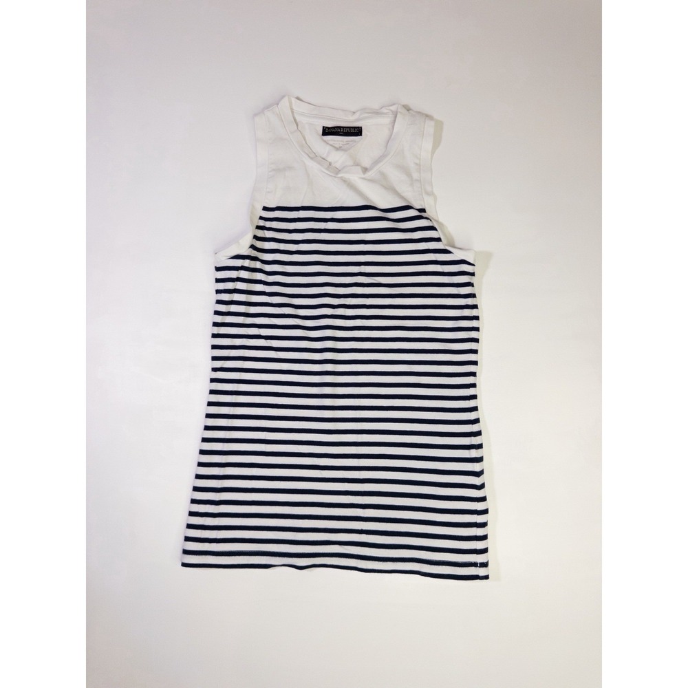 Womens Banana Republic‎ Navy Striped Tank Top XS Cotton Summer Day Party